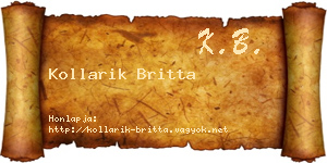 Kollarik Britta névjegykártya